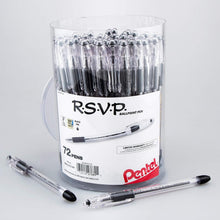 Load image into Gallery viewer, RSVP 72-Pack Ballpoint Pens, 0.7mm Fine Line Black Ink with Comfort Zone Grip
