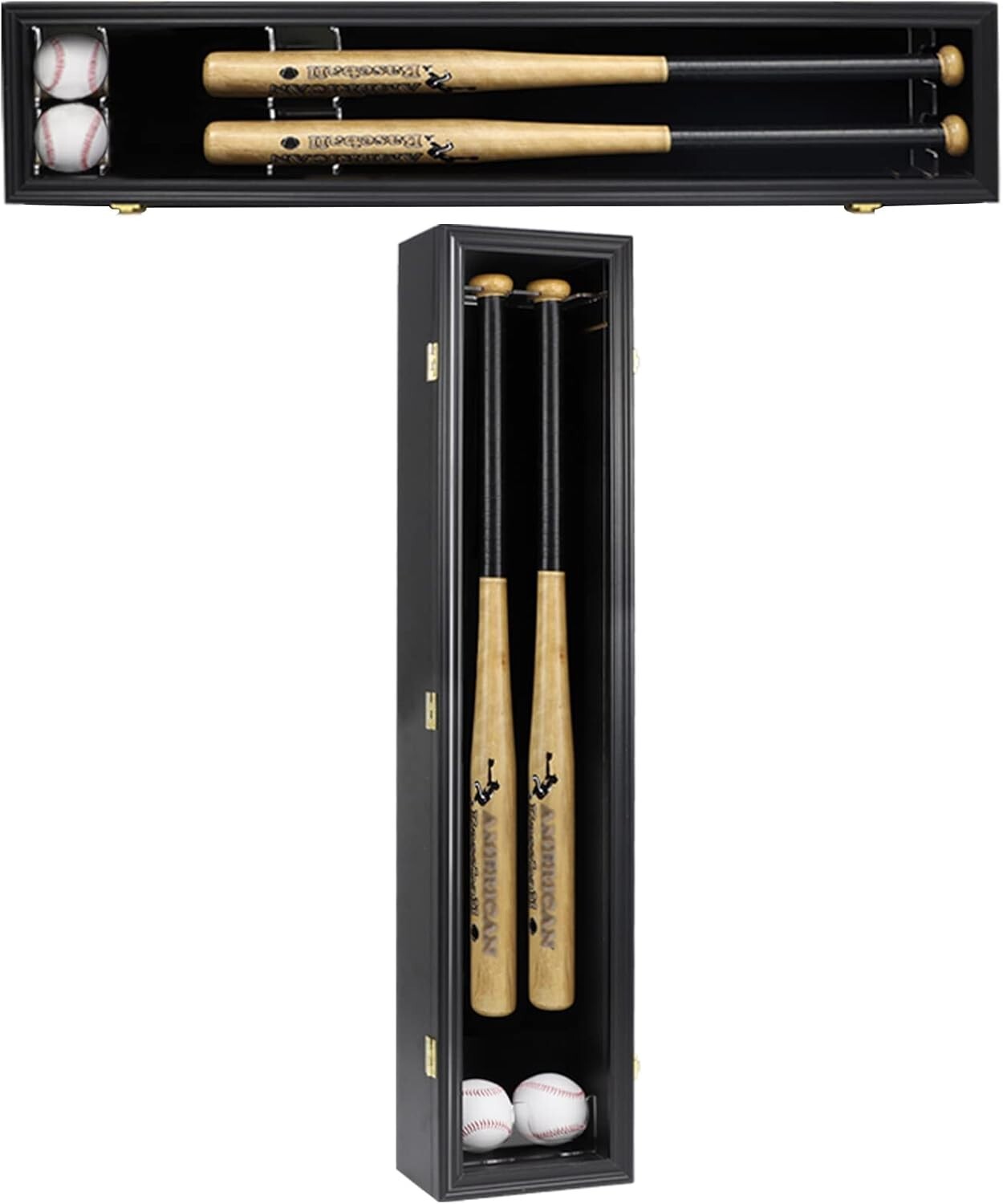 Premium 2-Bat Wooden Display Case with Acrylic & Velvet - Horizontal or Vertical