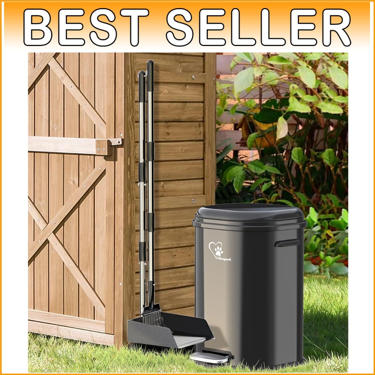 Portable 18L Dog Poop Can & Metal Pooper Scooper - Odor-Controlled & Stylish