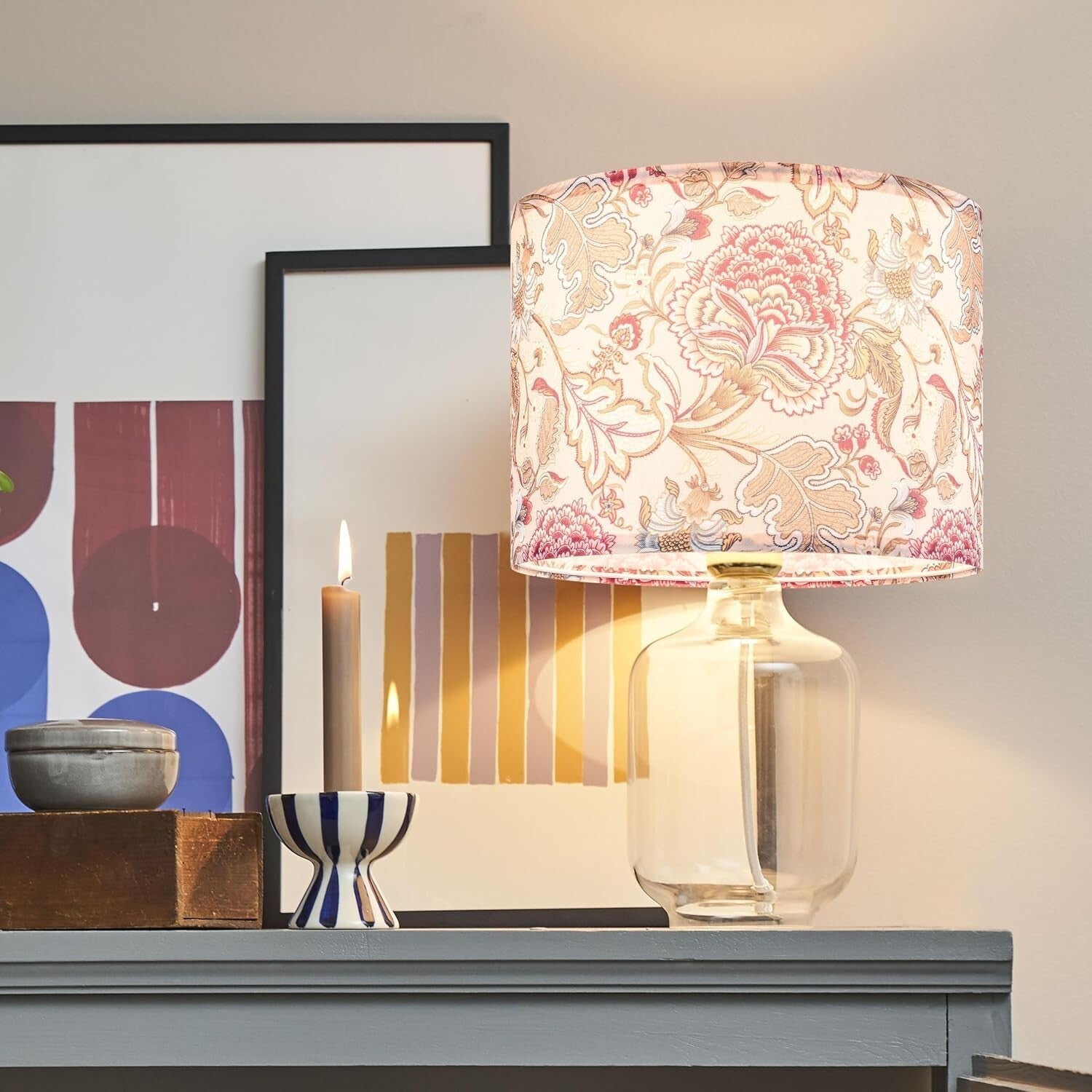 2-Pack 13" Medium Floral Lampshades - Easy Assembly for Table & Floor Lights