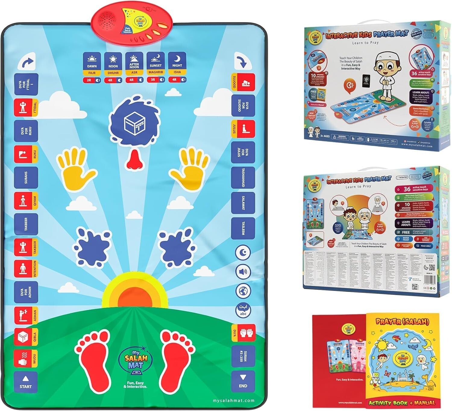 Interactive Educational Prayer Mat for Kids - Learn Salah with Fun Designs