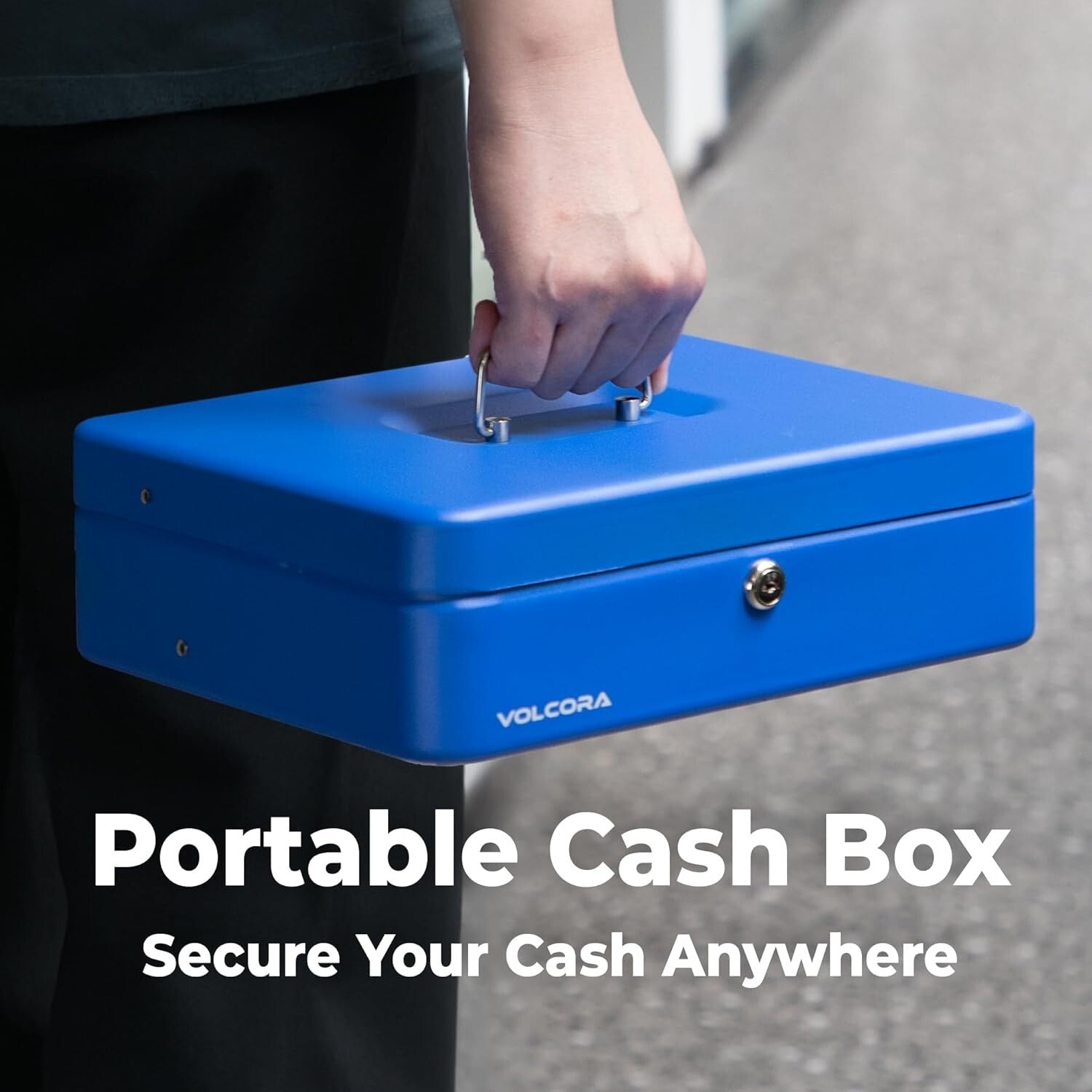 5-Compartment Cash Box with Heavy-Duty Lock - Ideal for Small Business Use