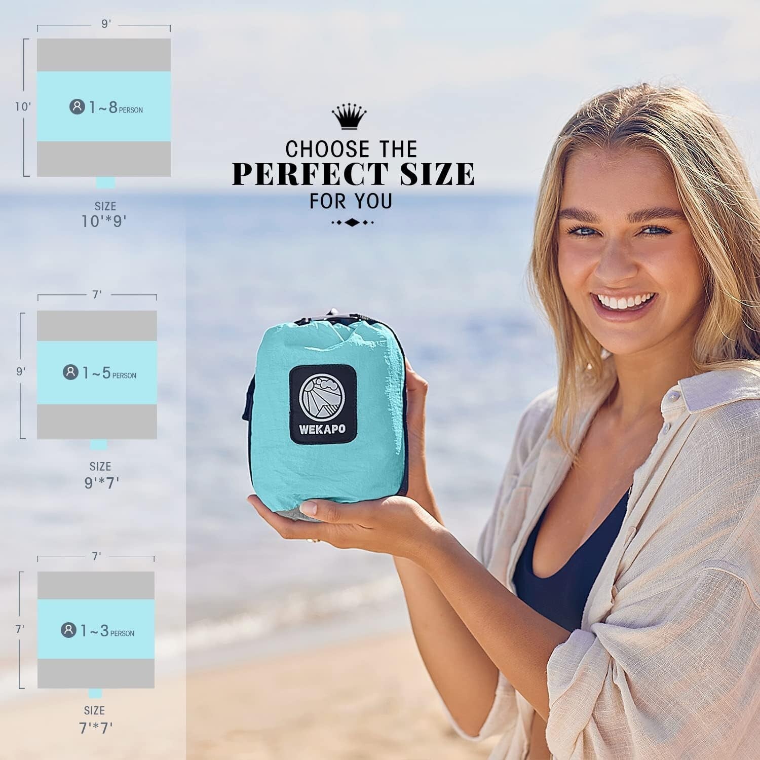 9x7 FT Sand-Free Beach Blanket - Waterproof, Lightweight, Perfect for Summer