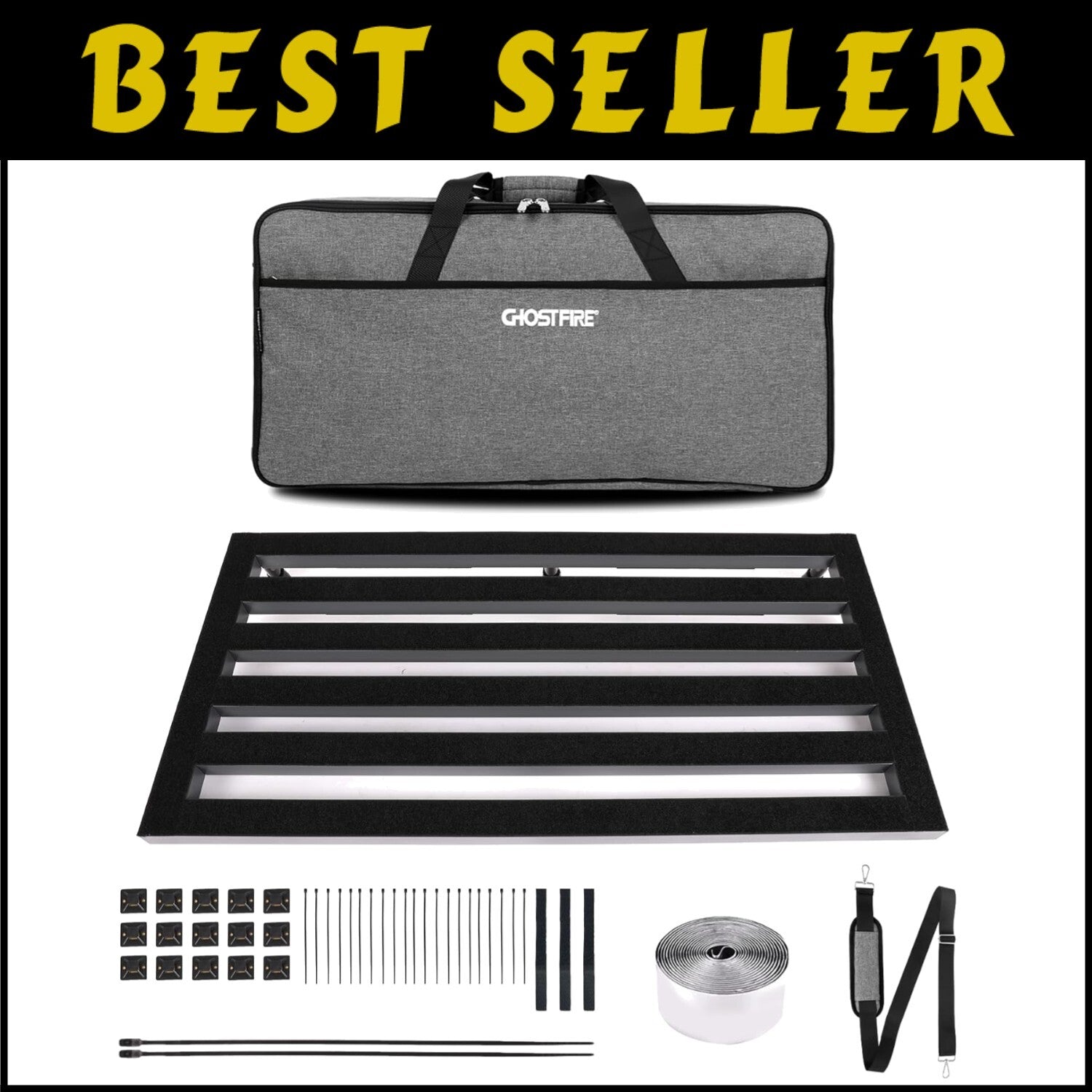 Ultra-Lightweight Effects Pedalboard: 31.5''x15.5'' with Travel Bag & Magic Tape