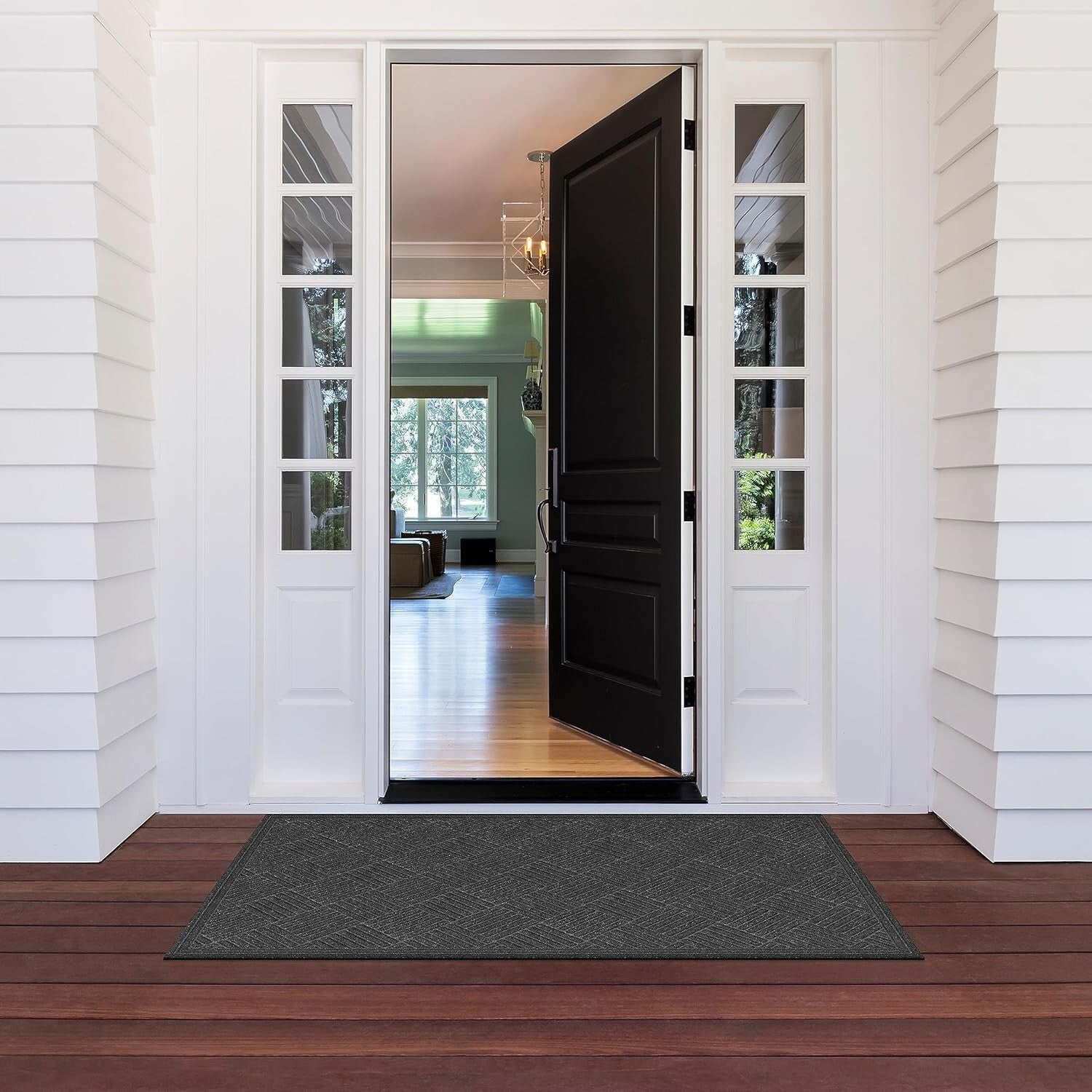 Stylish 3x5 Charcoal Doormat with Needle Punched Weave - Ideal for Entryways