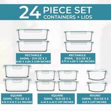 Load image into Gallery viewer, Versatile 24-Piece Glass Food Containers - Airtight, Dishwasher &amp; Microwave Safe
