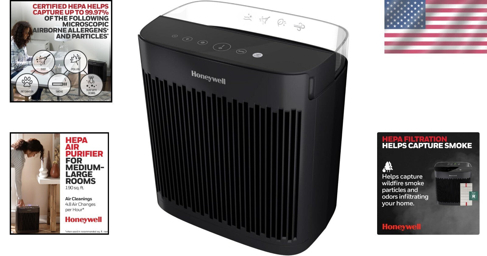 Energy Star HEPA Air Purifier, Cleans 938 Sq Ft with 99.97% Allergen Capture