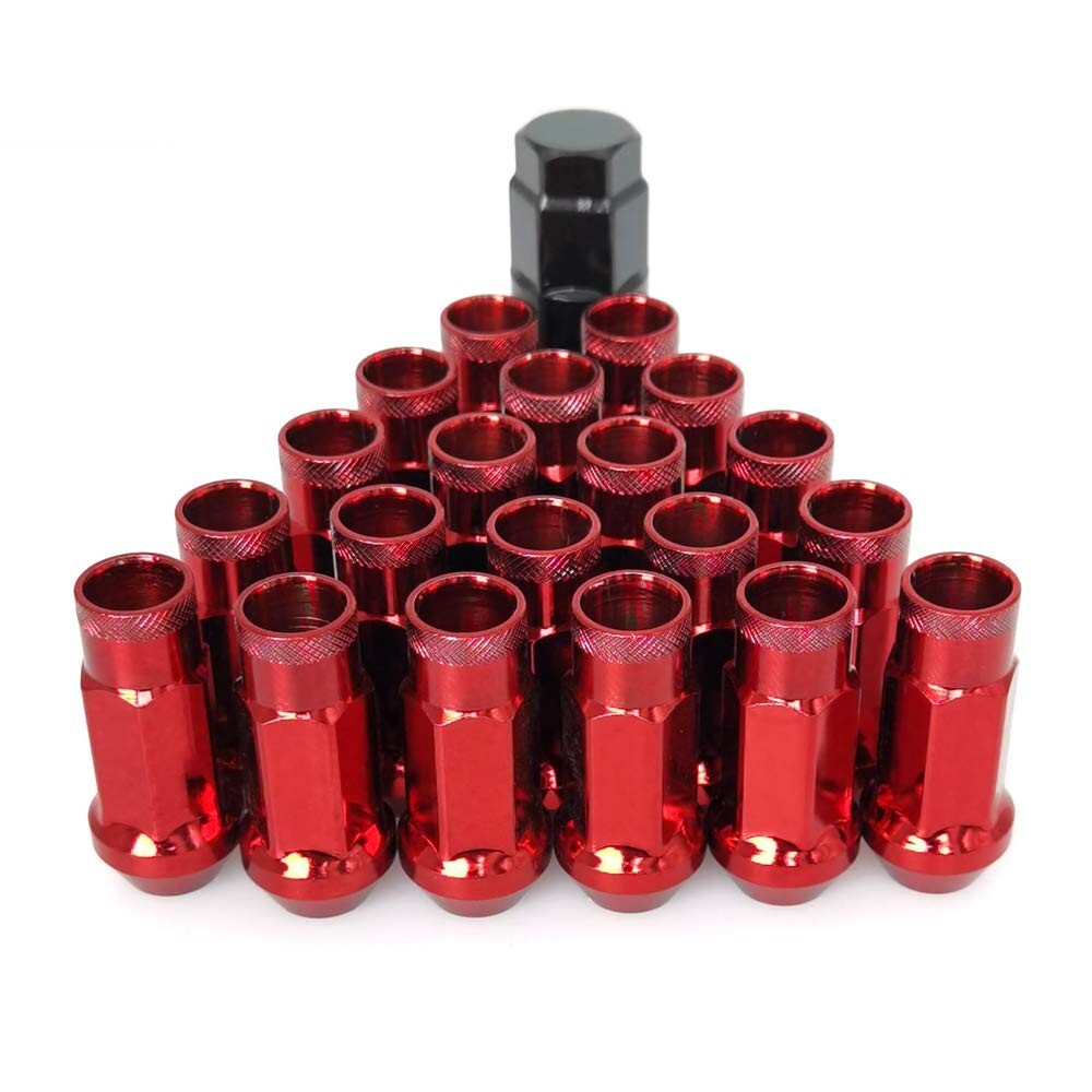 Durable M12x1.5 Racing Locknut Set in Red - Perfect for Vehicle Customization