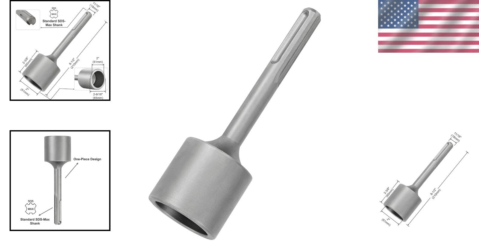 Efficient SDS-Max T-Post Driver - 2" Inner Diameter, Tool for Easy Penny Driving