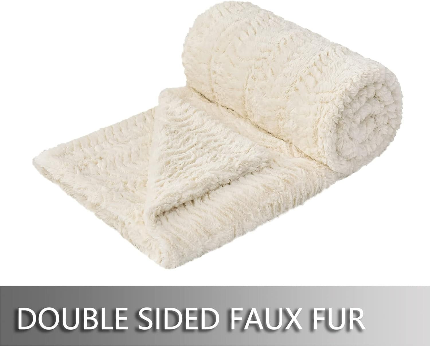 All-Season Twin XL Faux Fur Blanket 63" x 90" - Stylish Bohemian Comfort