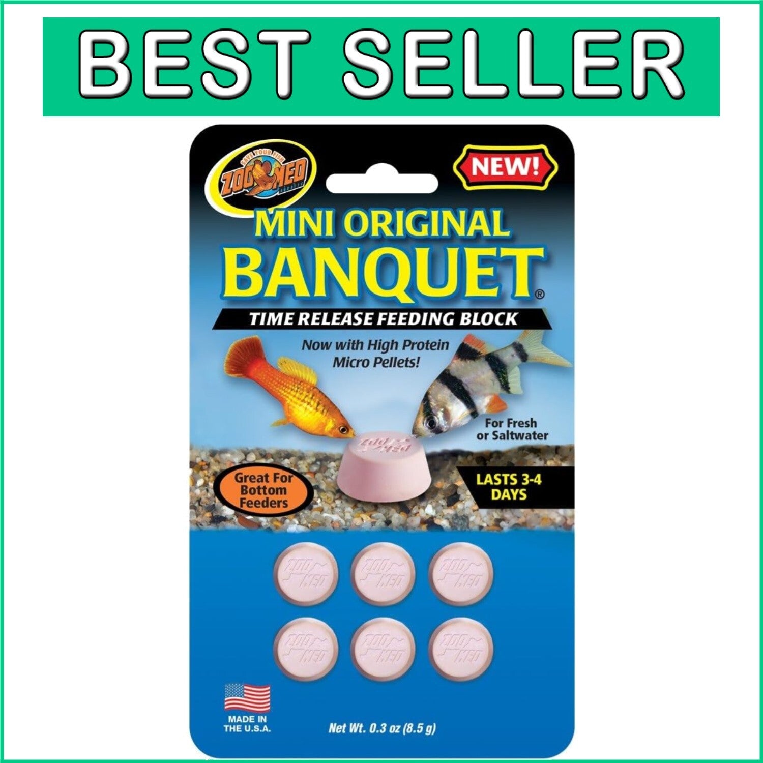 Versatile 1000 Count Time-Release Fish Food Blocks for Freshwater & Saltwater