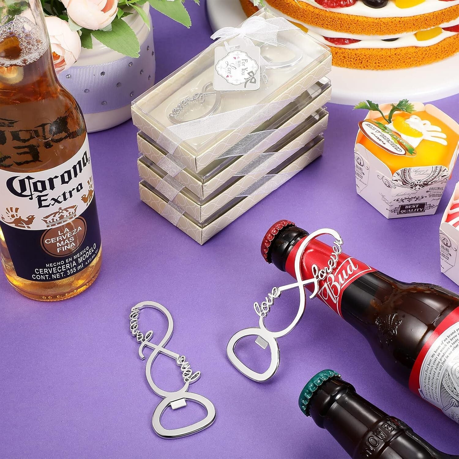 Practical 50pcs Love Forever Bottle Openers - Ideal for Weddings & Celebrations