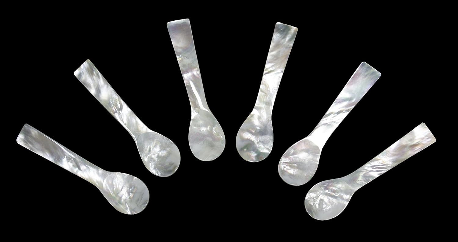Elegant Handcraft Caviar Spoon Set of 6 - Exquisite 3.5-Inch Shell Design