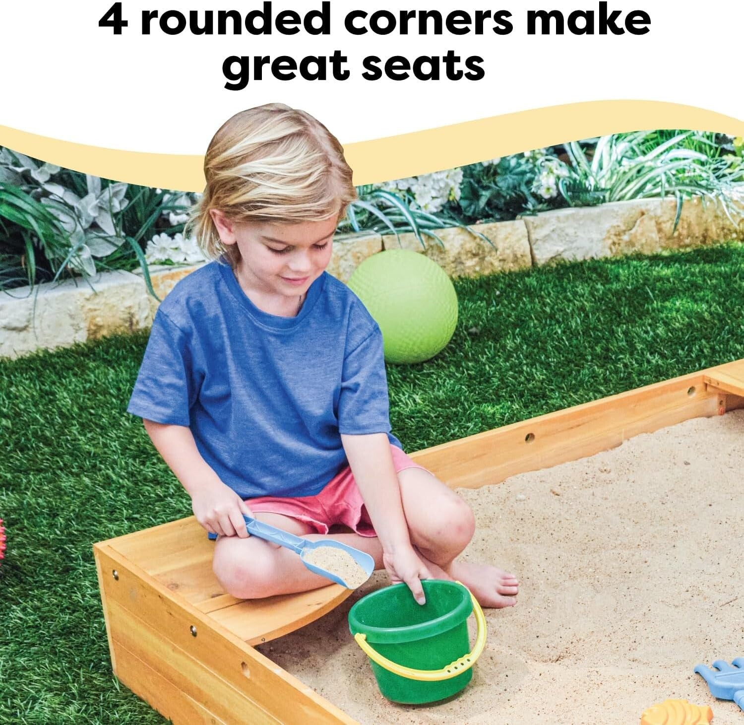 Spacious Wooden Sandbox with Built-in Seating and Weather-Resistant Mesh Cover