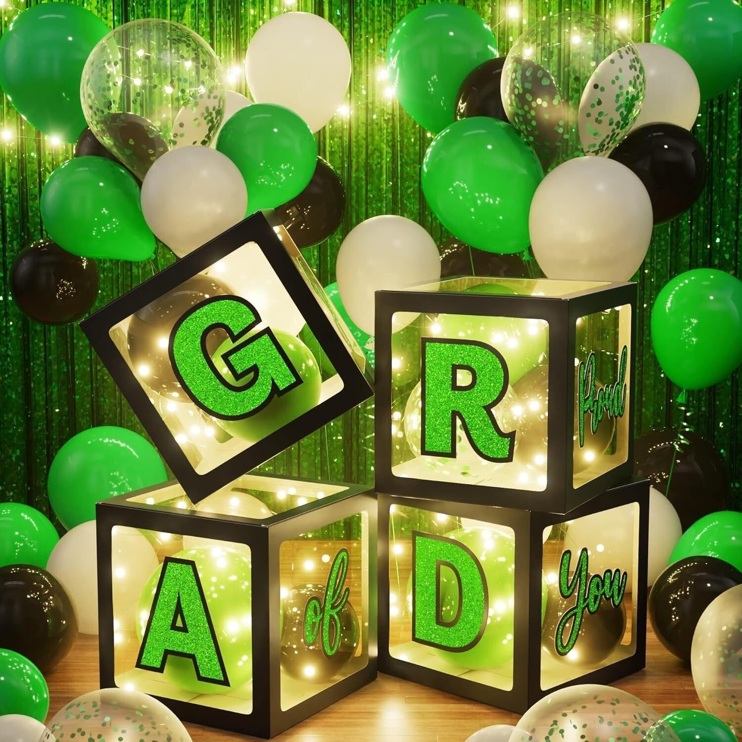 All-in-One Graduation Party Decor - 86PCS LED Lights, Balloons & Backdrops 2025
