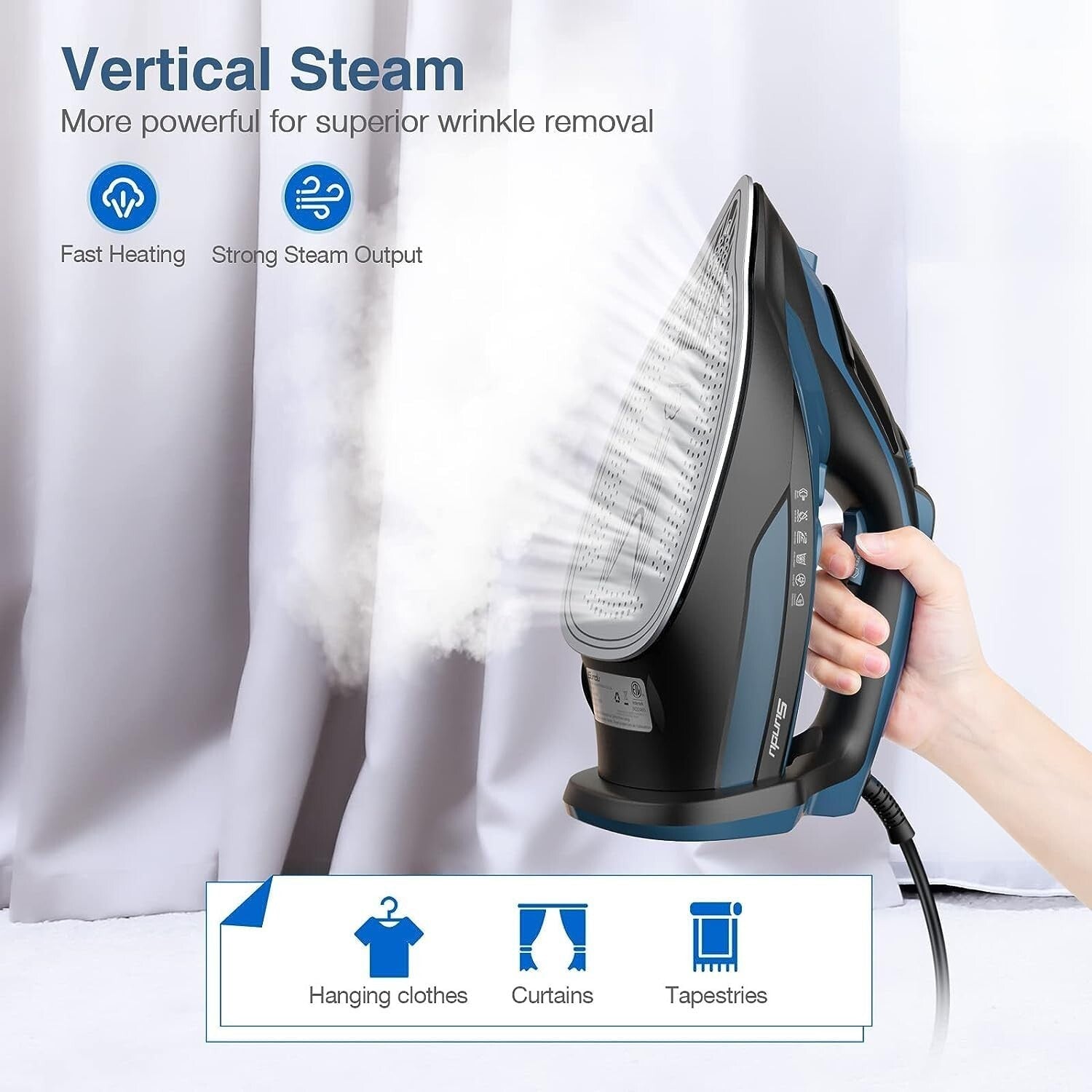Efficient 1700W Steam Iron with Adjustable Settings & Durable Ceramic Soleplate