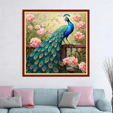 Load image into Gallery viewer, All-in-One Stamped Cross Stitch Kit - Auspicious Peacock 18x18 for Beginners