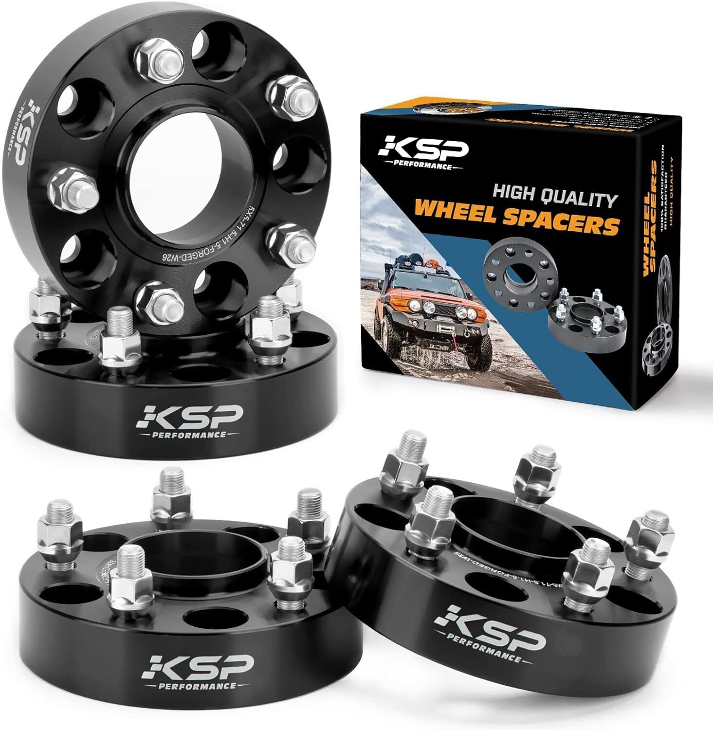 1.5" Thick KSP Wheel Spacers for Jeep - 4 Pcs with 20 Bolts, Vibration-Free Fit