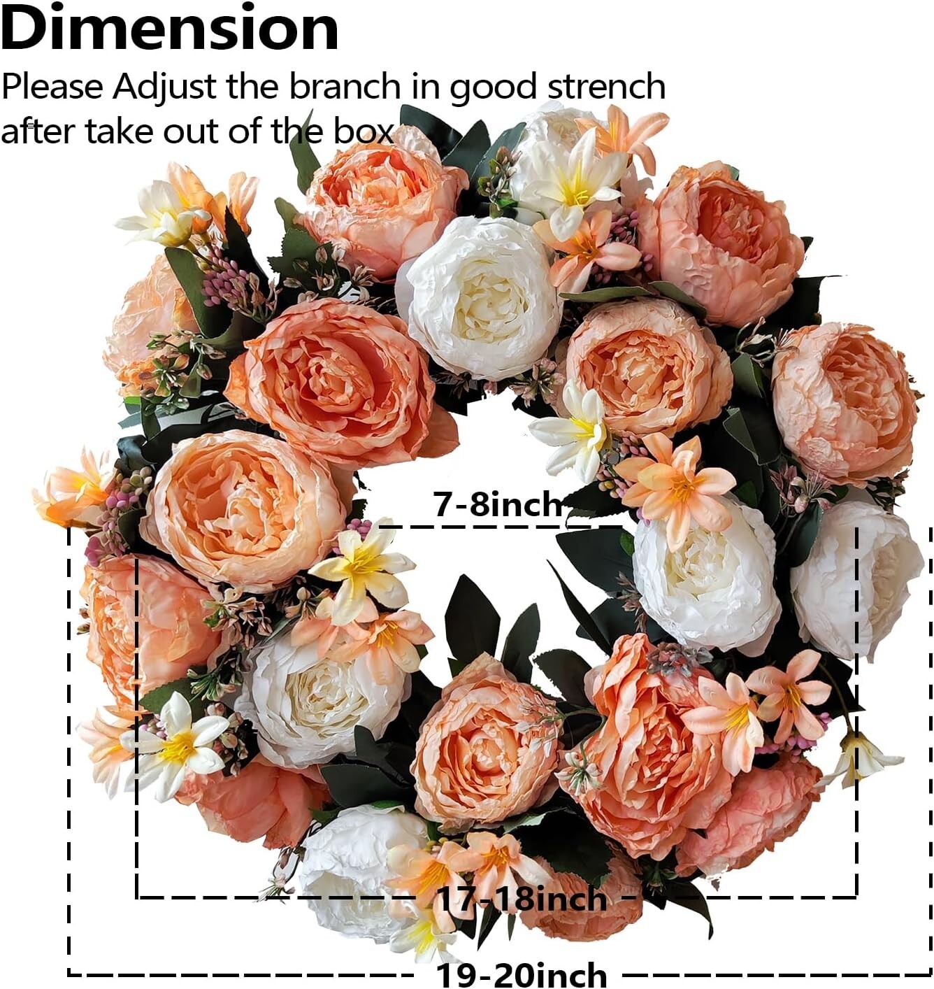 Eye-Catching 20-Inch Spring Wreath Featuring Champagne Gold Roses - Gift Ready