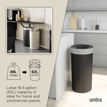 Load image into Gallery viewer, Elegant 16.5-Gallon Black/Nickel Trash Can - Stylish Storage Solution for Home
