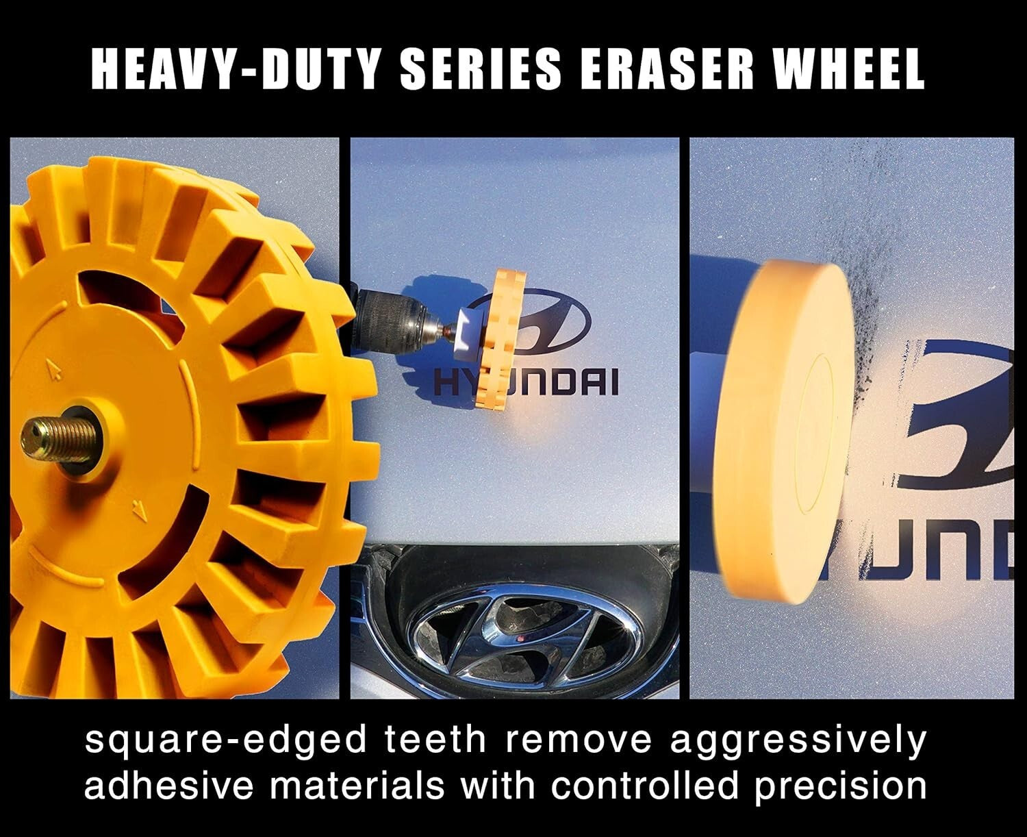 4-Inch Rubber Eraser Wheel - Medium Grit Decal Remover Pad with Drill Adapter