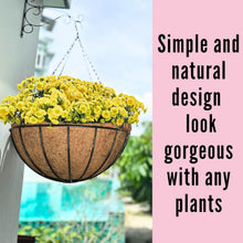 Load image into Gallery viewer, Rust-Resistant 20" Black Metal Wire Hanging Planter with Coco Liners - Set of 2