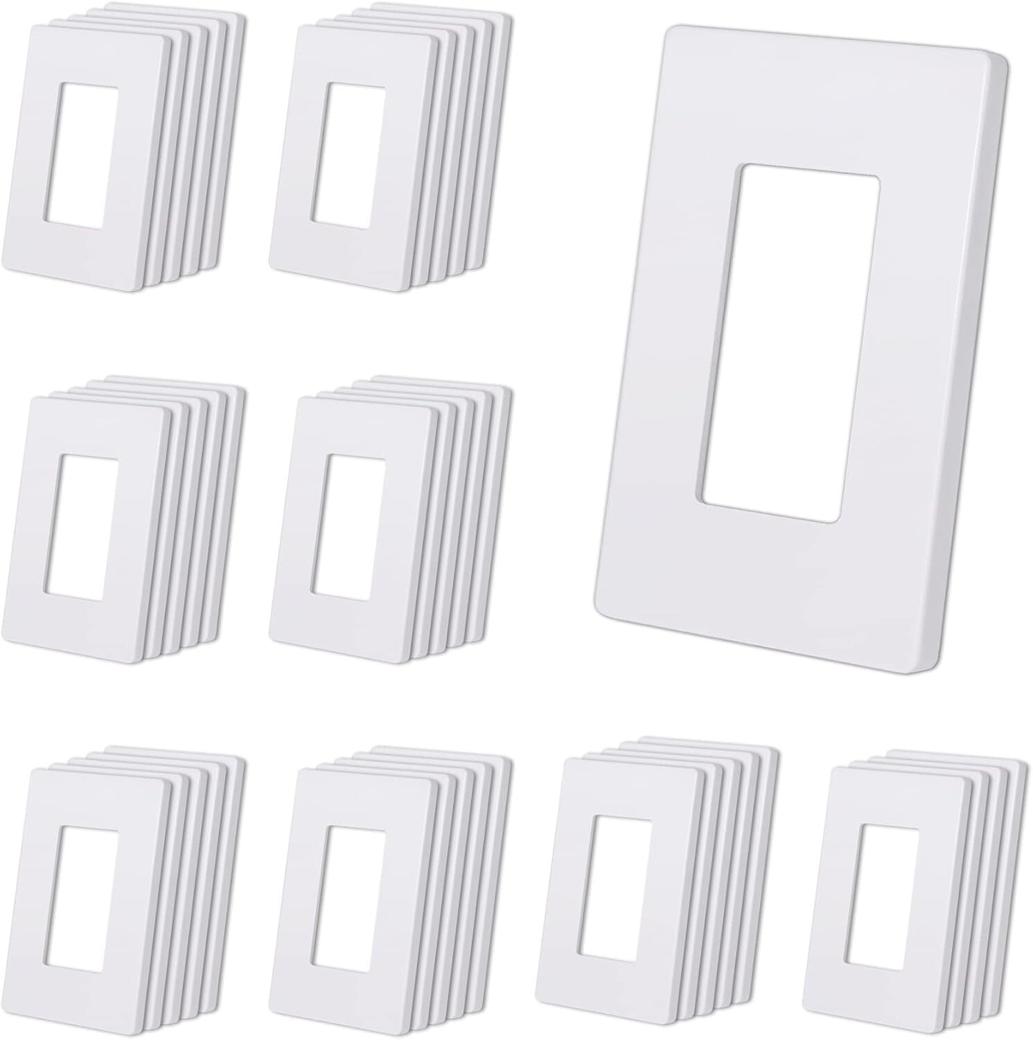 Child-Safe 1-Gang Matte White Wall Plates - 40 Pack, Scratch & Impact Resistant