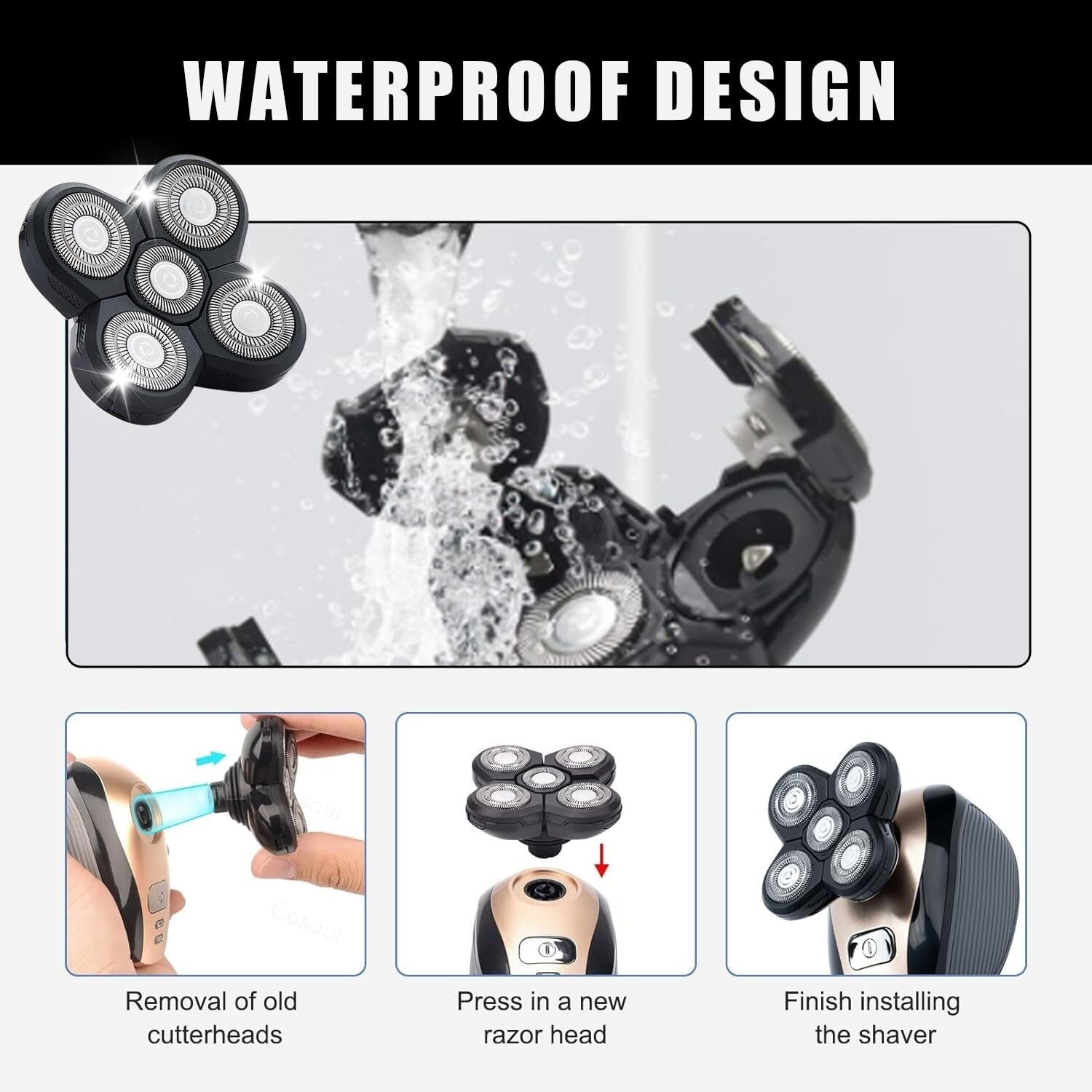 4PCS 360-Degree Shaver Replacement Blades for Bald Men & Women - Safe and Smooth