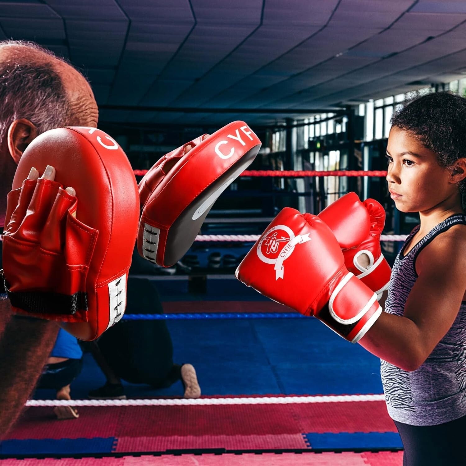 5-Piece Kids Boxing Training Set - Leather Mitts & Kick Pads for Safety & Fun