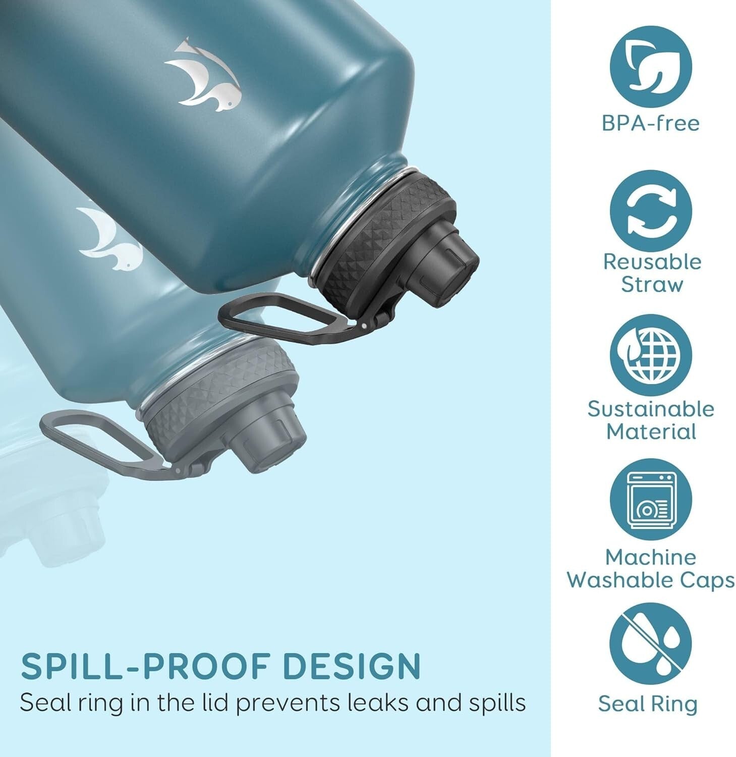 128 oz Stainless Steel Water Bottle - Travel-Ready with Flexible Drinking Lids