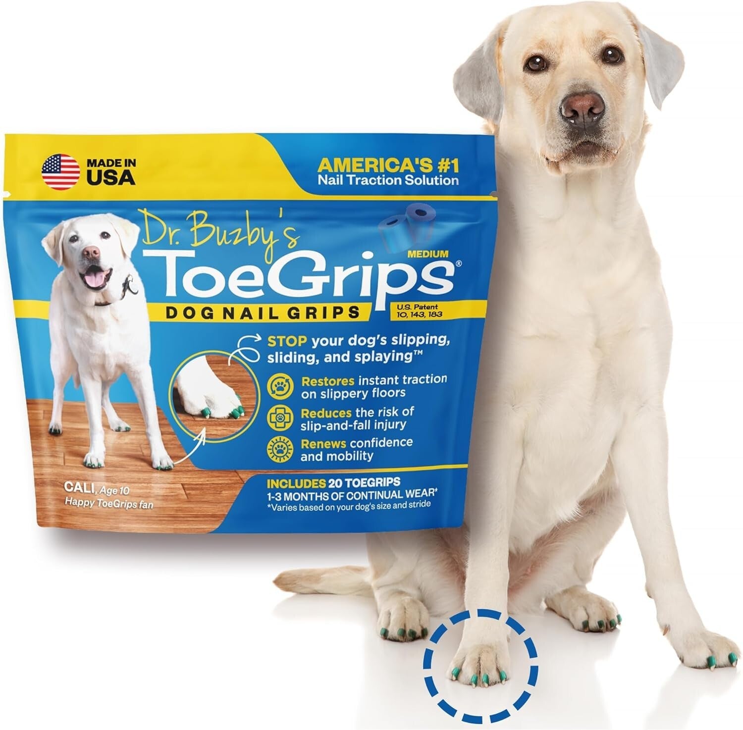 Essential GripZone Nail Grippers for Senior Dogs - Instant Traction, Medium Size
