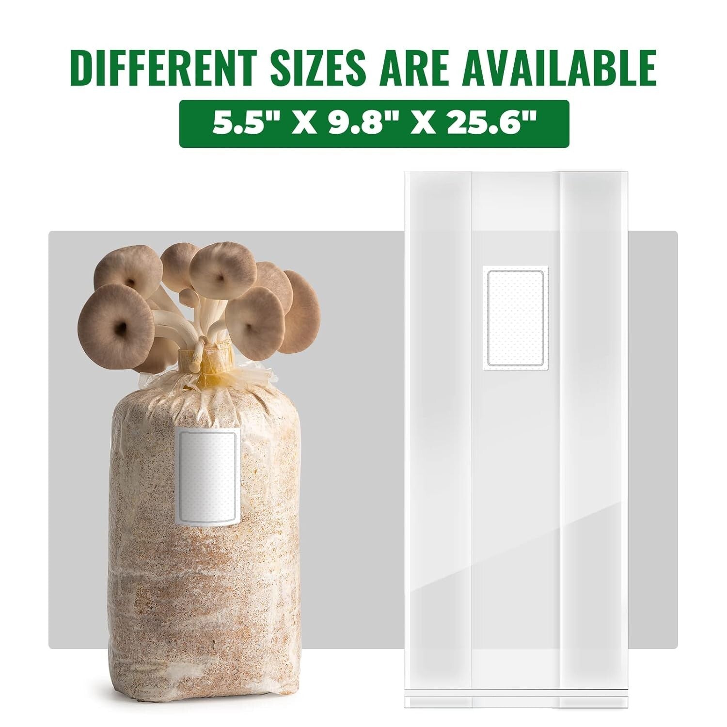 Autoclavable 20-Pack Mushroom Grow Bags - 5.5" x 9.8" x 25.6" for Optimal Growth