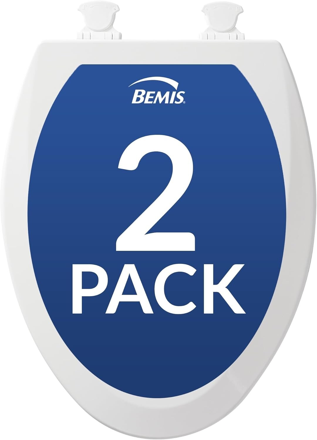 High-Gloss White Elongated Toilet Seats 2-Pack with Molded Wood for Durability