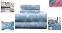 Load image into Gallery viewer, Queen Heavyweight Cotton Flannel Sheet Set - Comfy Snow Flakes &amp; Deep Pockets