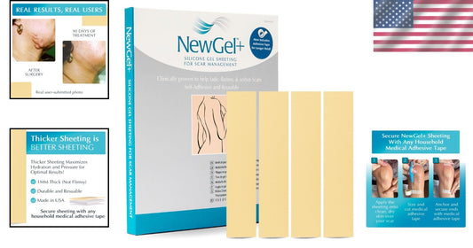 NewGel Plus 1" x 6" Silicone Scar Sheets - Effective for Old and New Scars