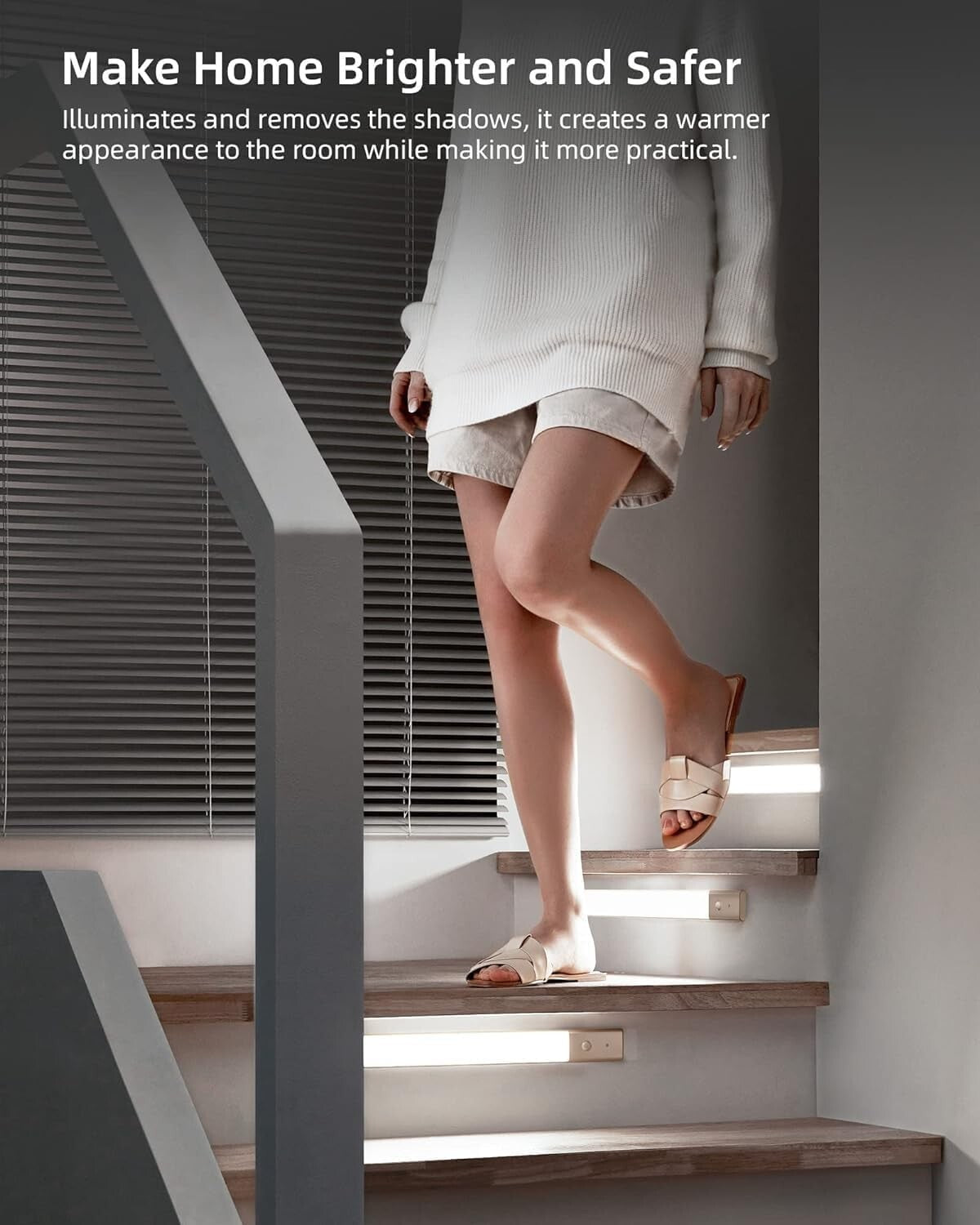 48 LED Wireless Motion Sensor Under Cabinet Light - Rechargeable & Touch Control