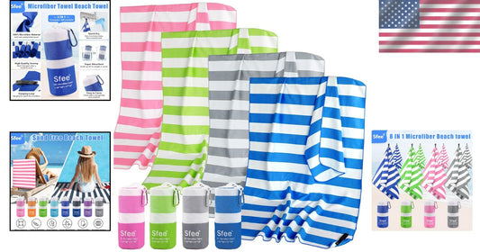 Compact Microfiber Beach and Gym Towels Set - Ultra-Light & Super Absorbent