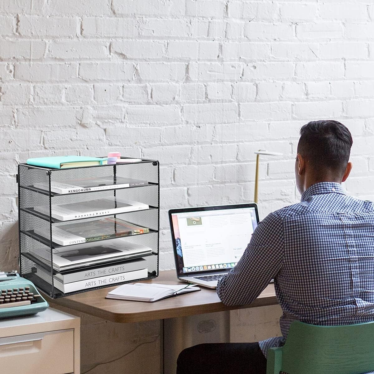 Durable 5-Tier Paper Tray for Office - Elegant Black Metal Storage Solution