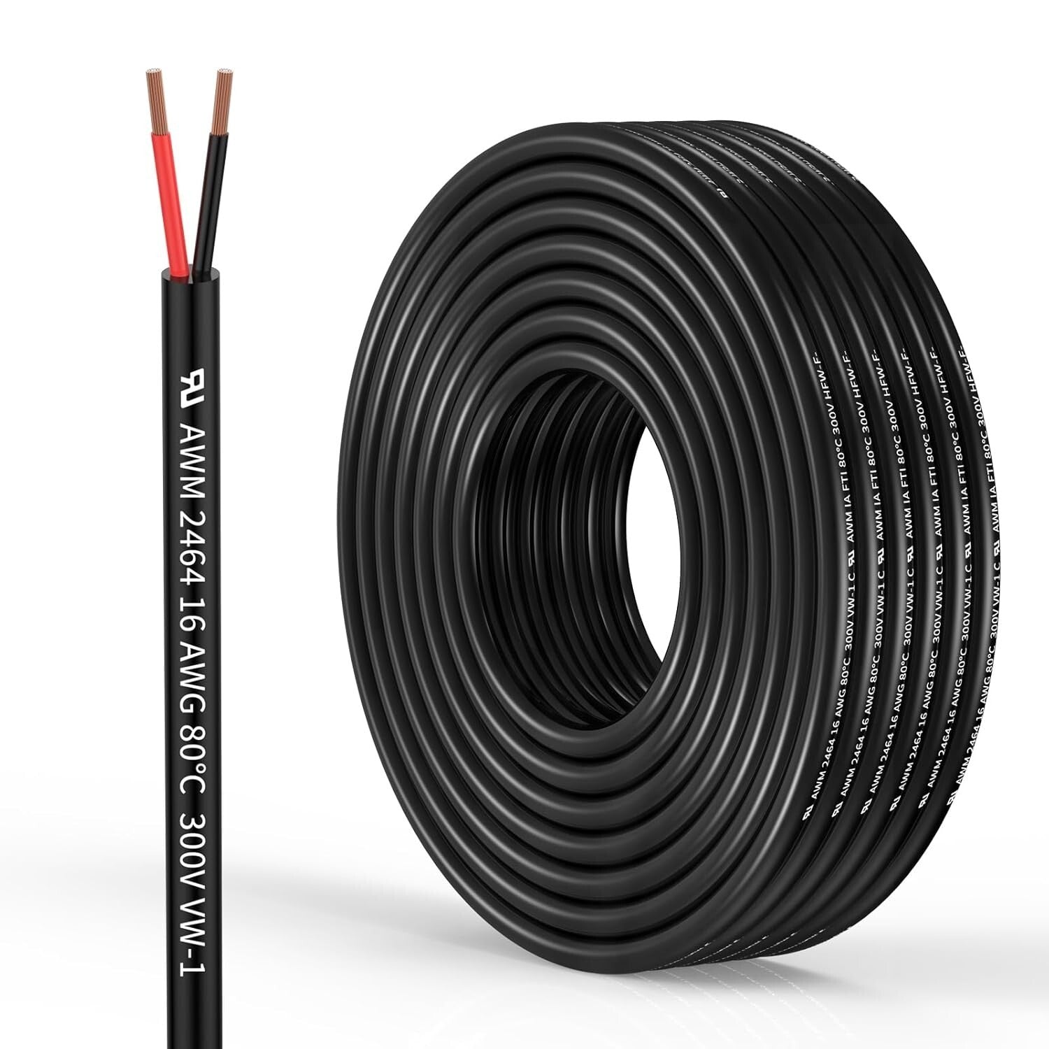 Flexible 16 Gauge 2C Electrical Wire - 100FT Low Voltage Stranded Copper