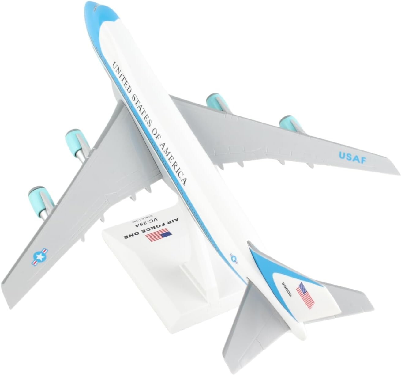 Collectible Boeing 747-200 Air Force One Model with Display Stand - 1:250 Scale