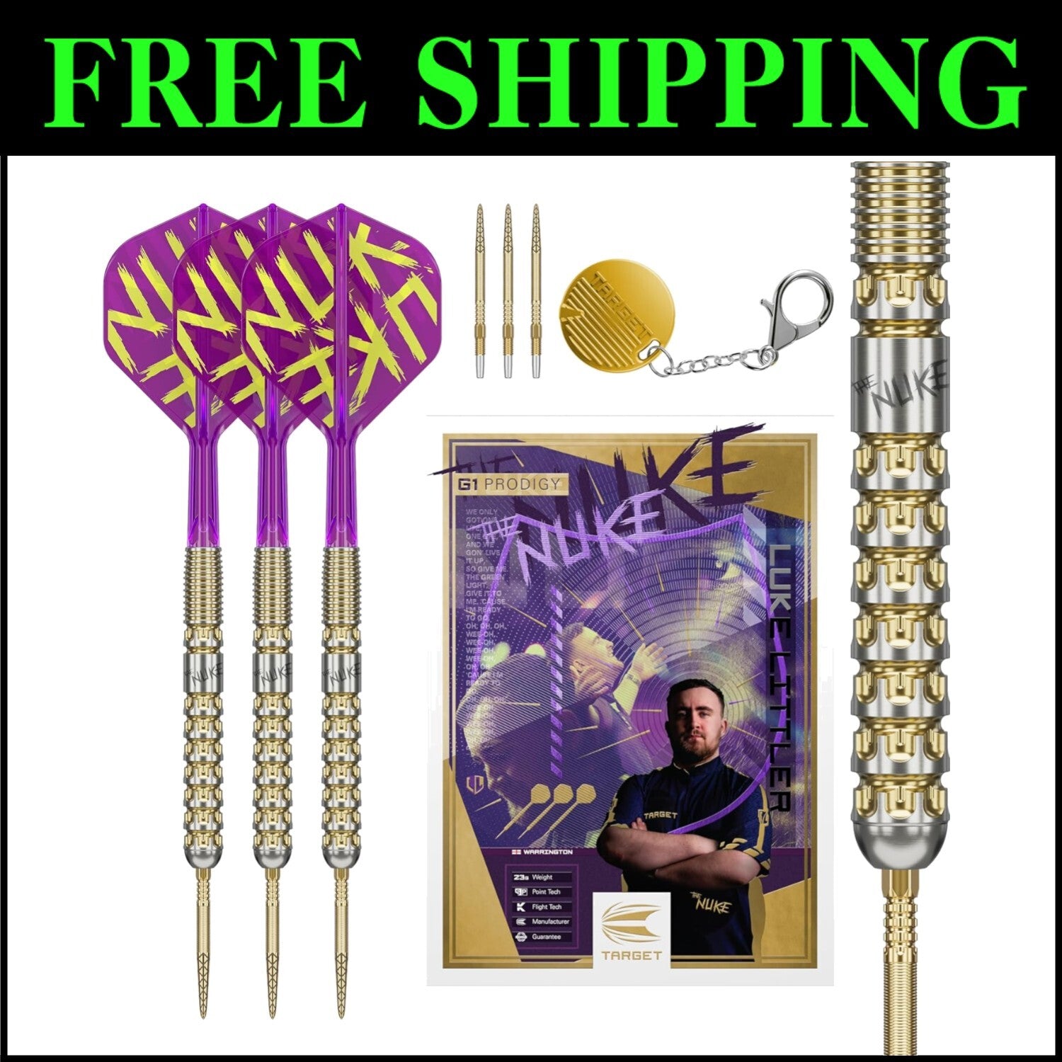 Precision 90% Tungsten Darts by Luke Littler - K-Flex Flights & Gold Swiss Tips