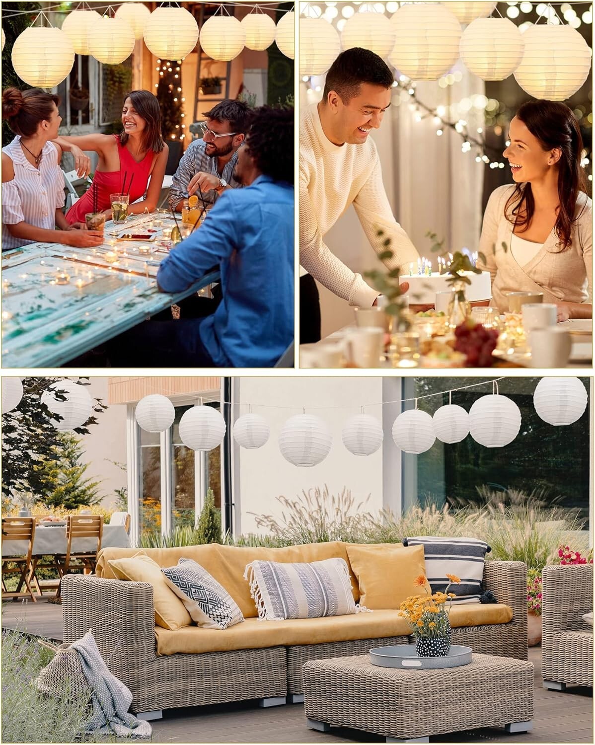 Customizable Round White Paper Lanterns - 80 Pcs for Weddings & Celebrations