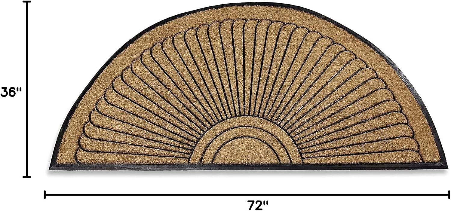 Geometric Sun Ray Doormat: Extra Large Eco-Friendly Outdoor Mat 3x6 Feet