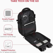 Load image into Gallery viewer, TSA-Friendly Black Stealth Laptop Backpack Suitable for 15-Inch Devices