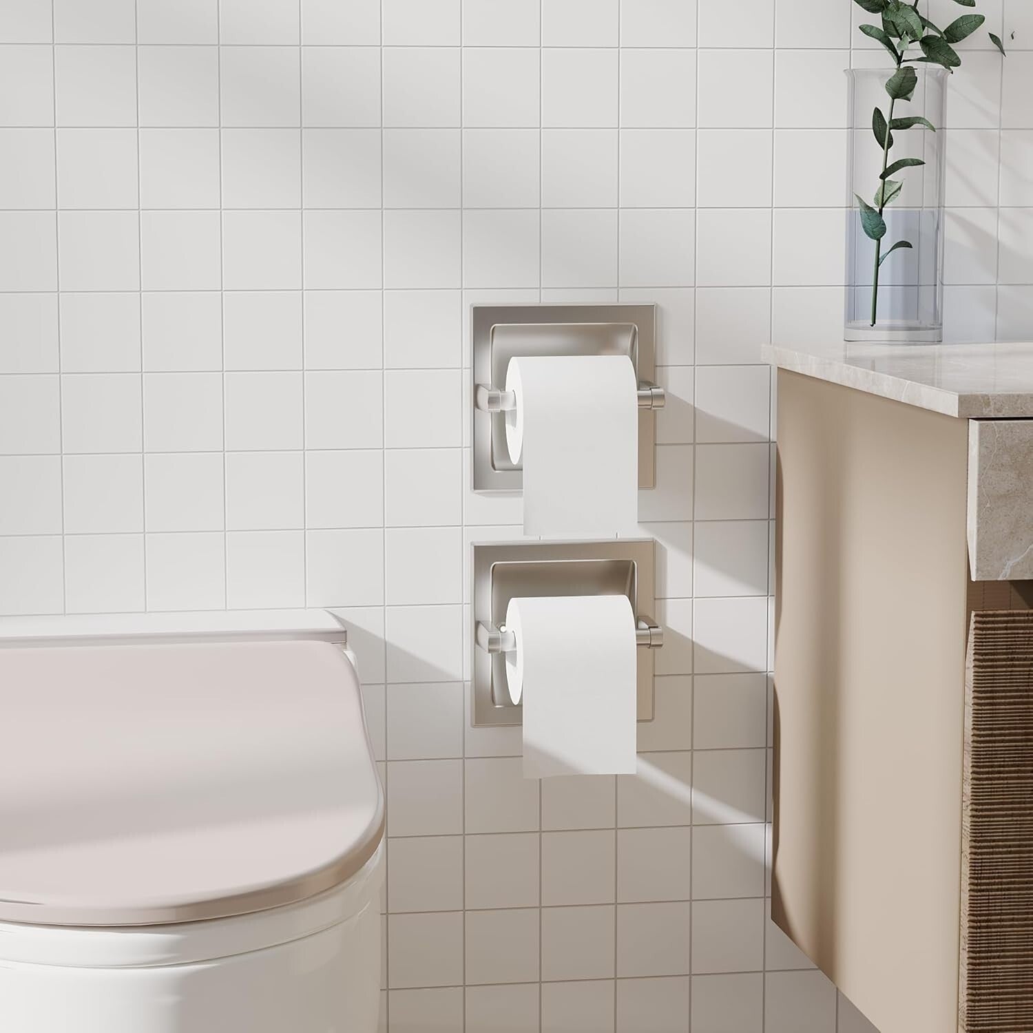 Durable Stainless Steel Toilet Paper Holders - 2-Pack, Rust-Proof & Chic Design