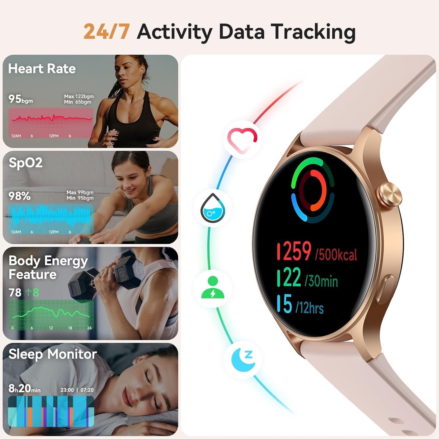 Women’s Smart Fitness Watch - AI Voice Control, Sleep Monitor & Custom Dials