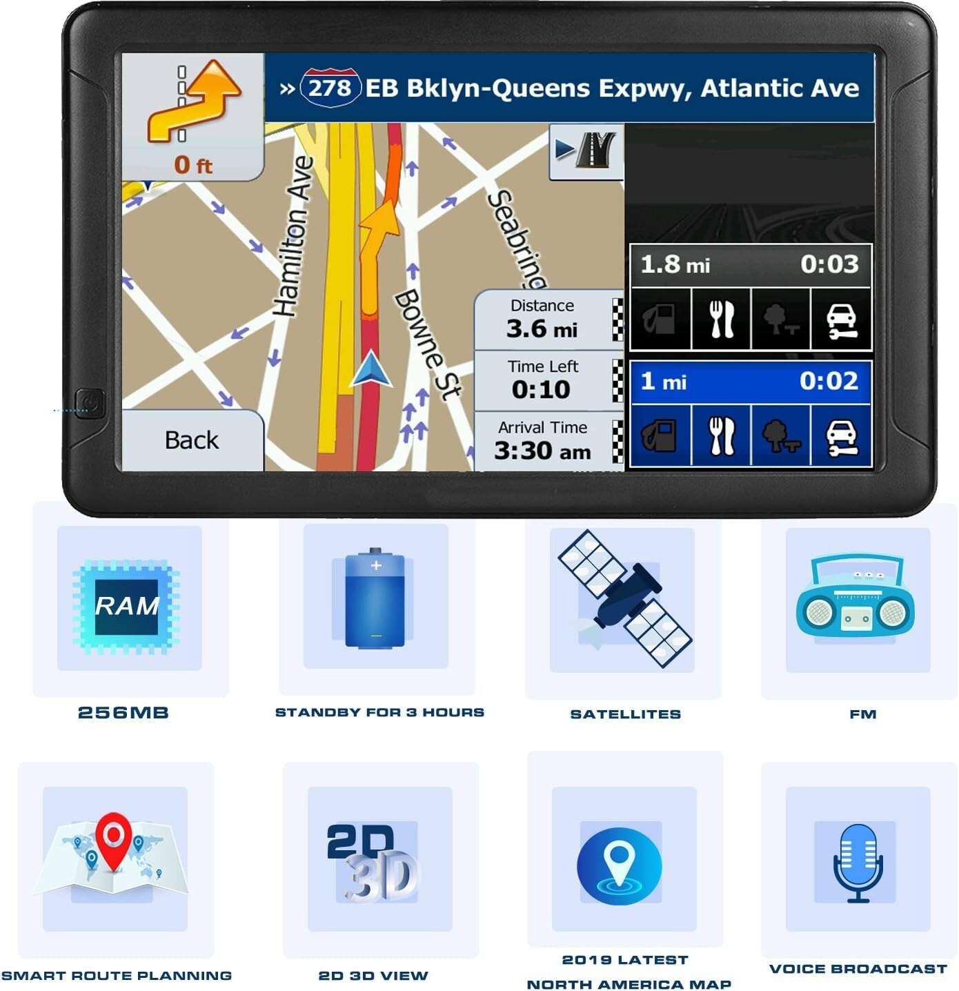 2025 Edition GPS Navigation with Lane Guidance for Cars, Trucks & RVs - 9 Inches