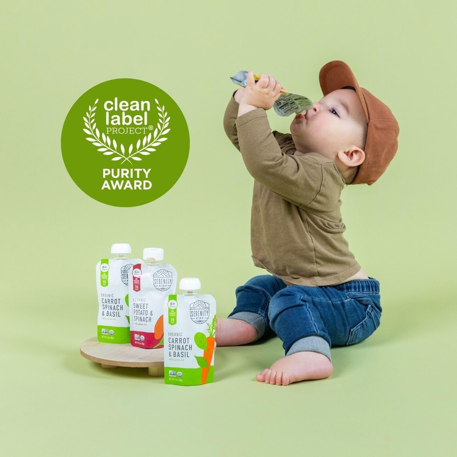 BPA-Free Organic Baby Food Pouches - 3.5 Oz Puree with Carrot, Spinach & Basil