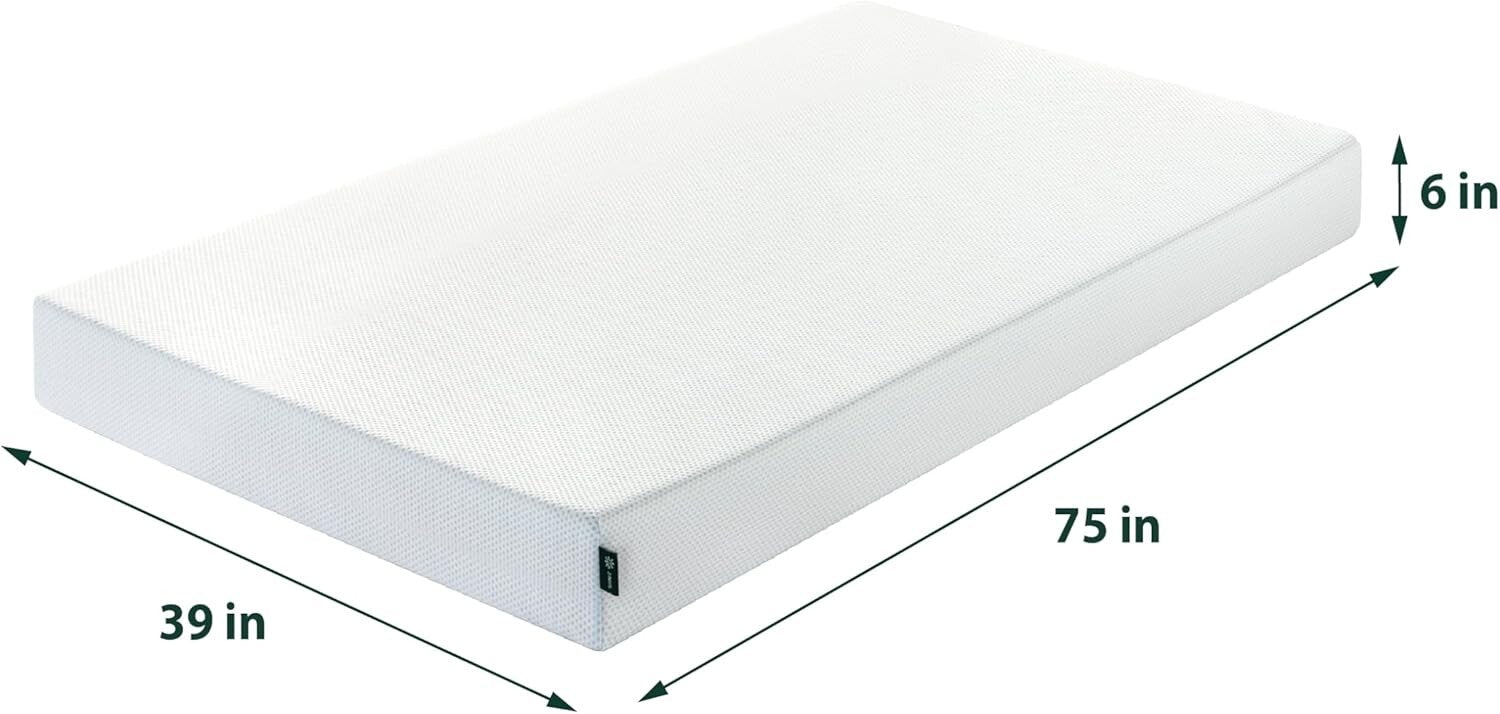 Safe and Comfortable Gel-Infused Memory Foam Mattress - Twin, 10-Year Warranty
