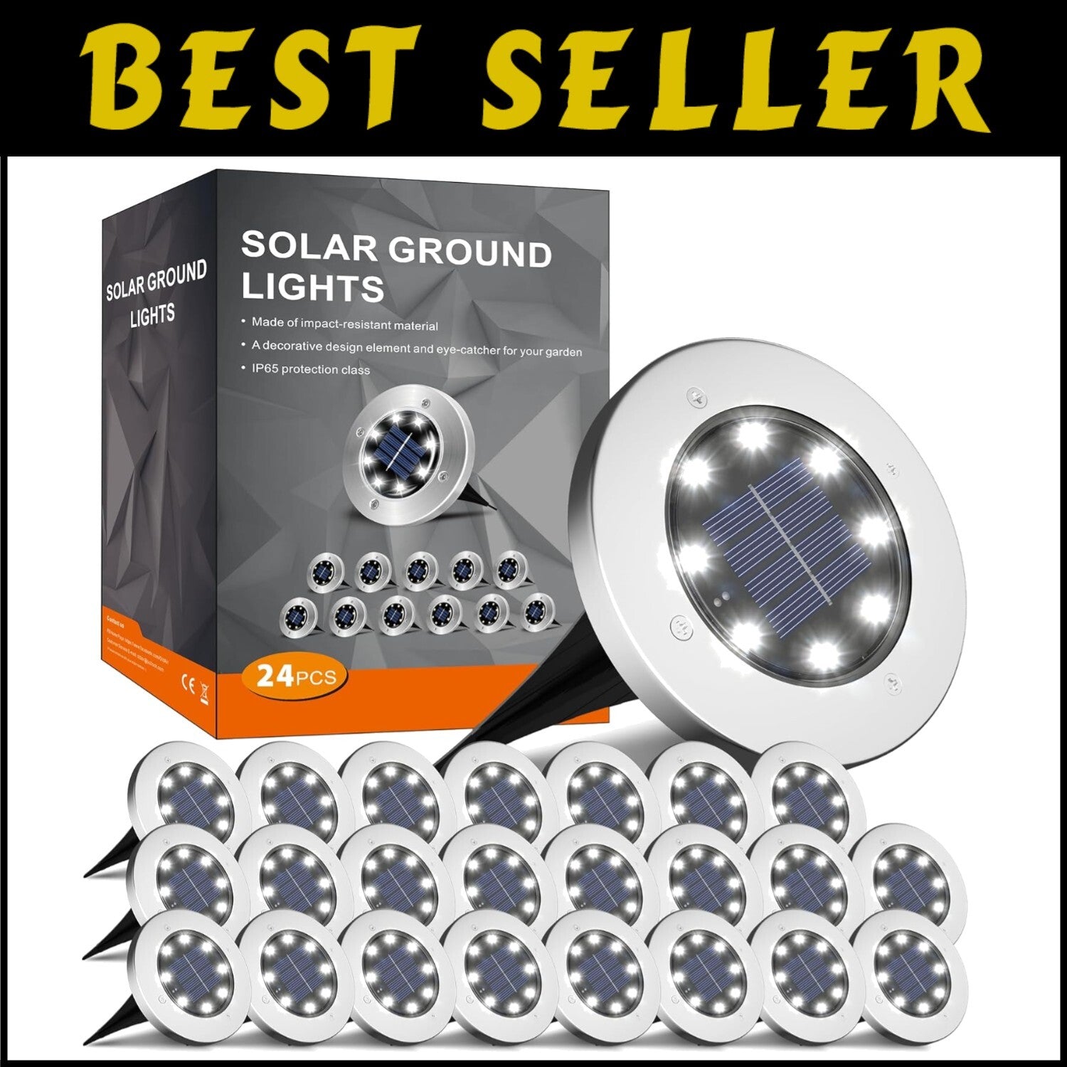 Energy-Efficient Stainless Steel Solar Lights for Pathways & Patios - 24 Pack